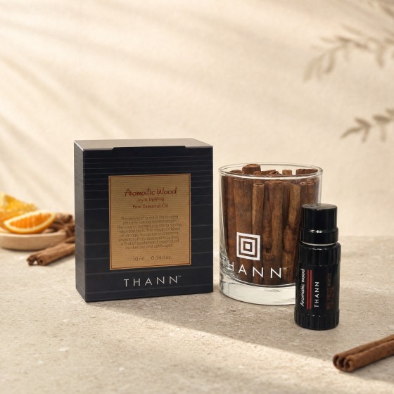 THANN Aromatic Wood Essential Oil & Cinnamon Diffuser Cup Set (10ml)