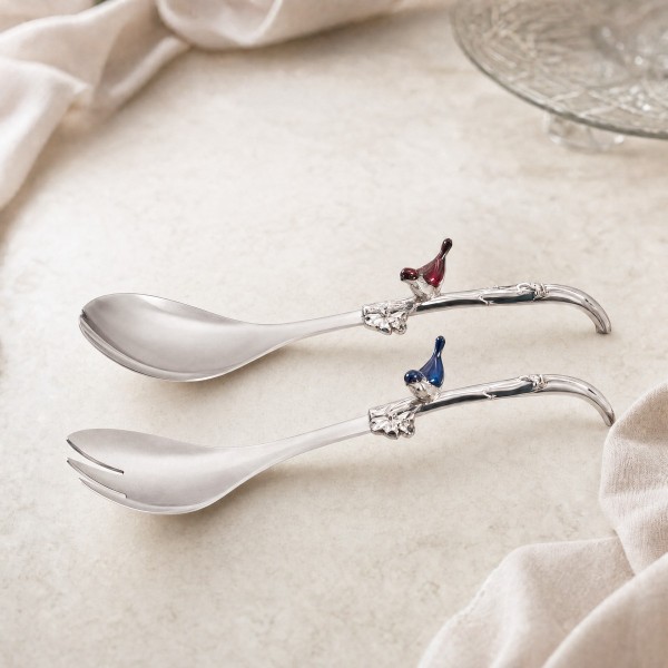 Ottaviani Cinguettando Silver-Plated Salad Serving Set